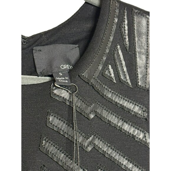 NWT Greylin Black Faux Leather Dress | Geometric Pattern, Sleeveless, SZ Small - Picture 6 of 8